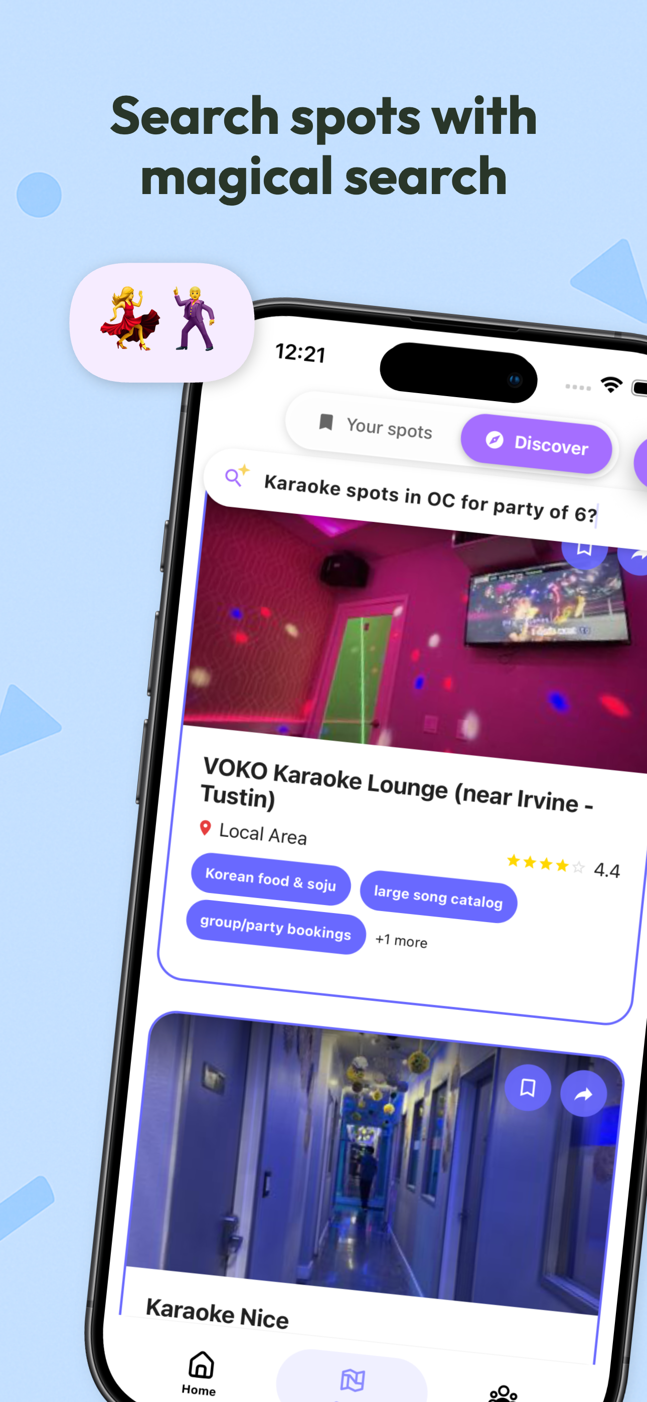 Magical search results for spots with tags and ratings